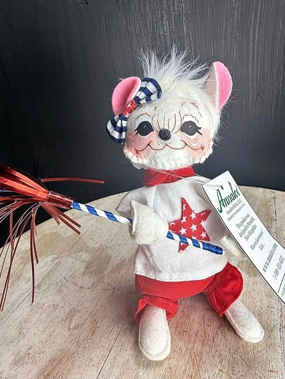 Annalee Patriotic Mouse with Fireworks Red & White Stuffed Doll